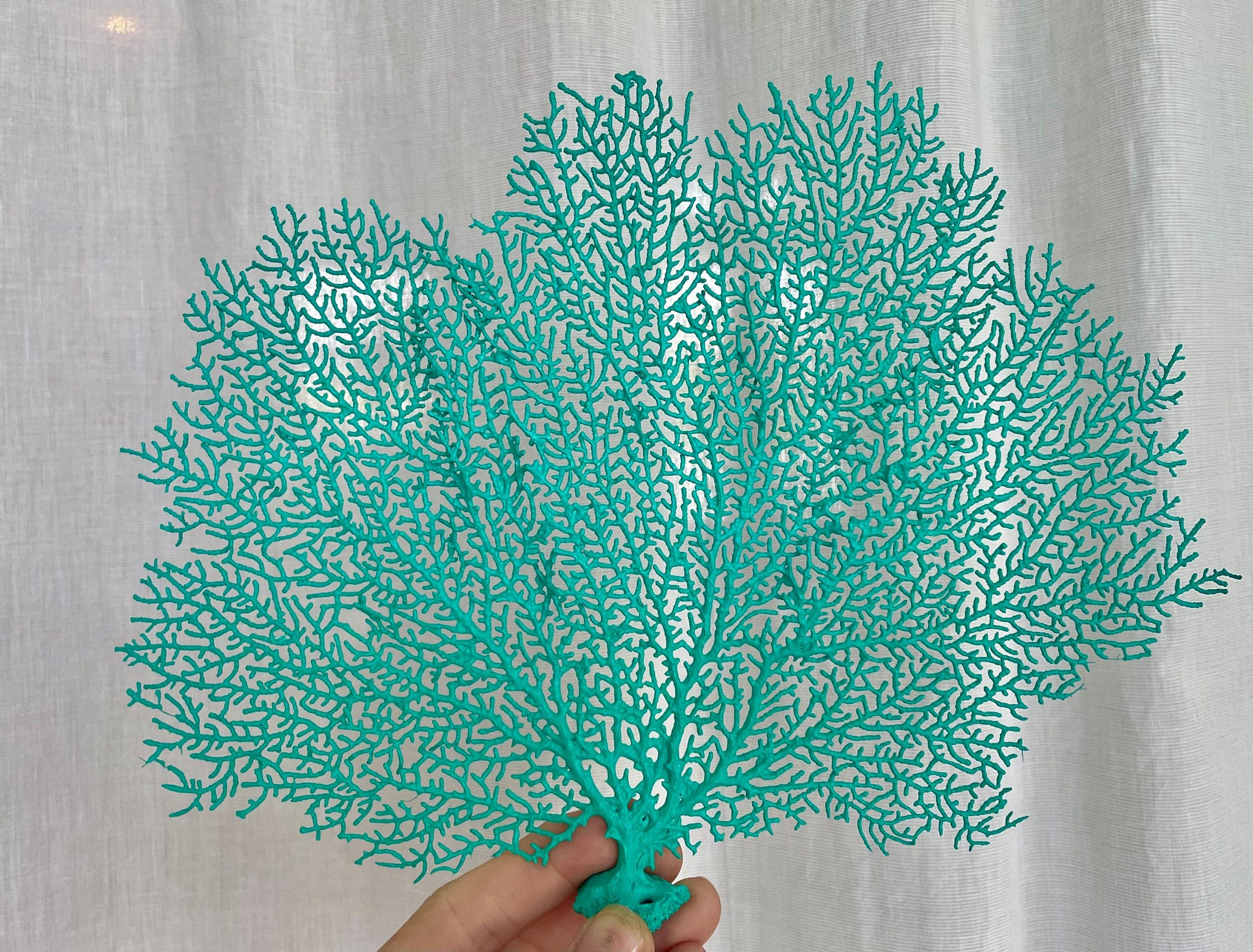 Aqua Sea Fan (8-20") *You Choose Size* Natural Hand Painted Coastal Décor - Image 5