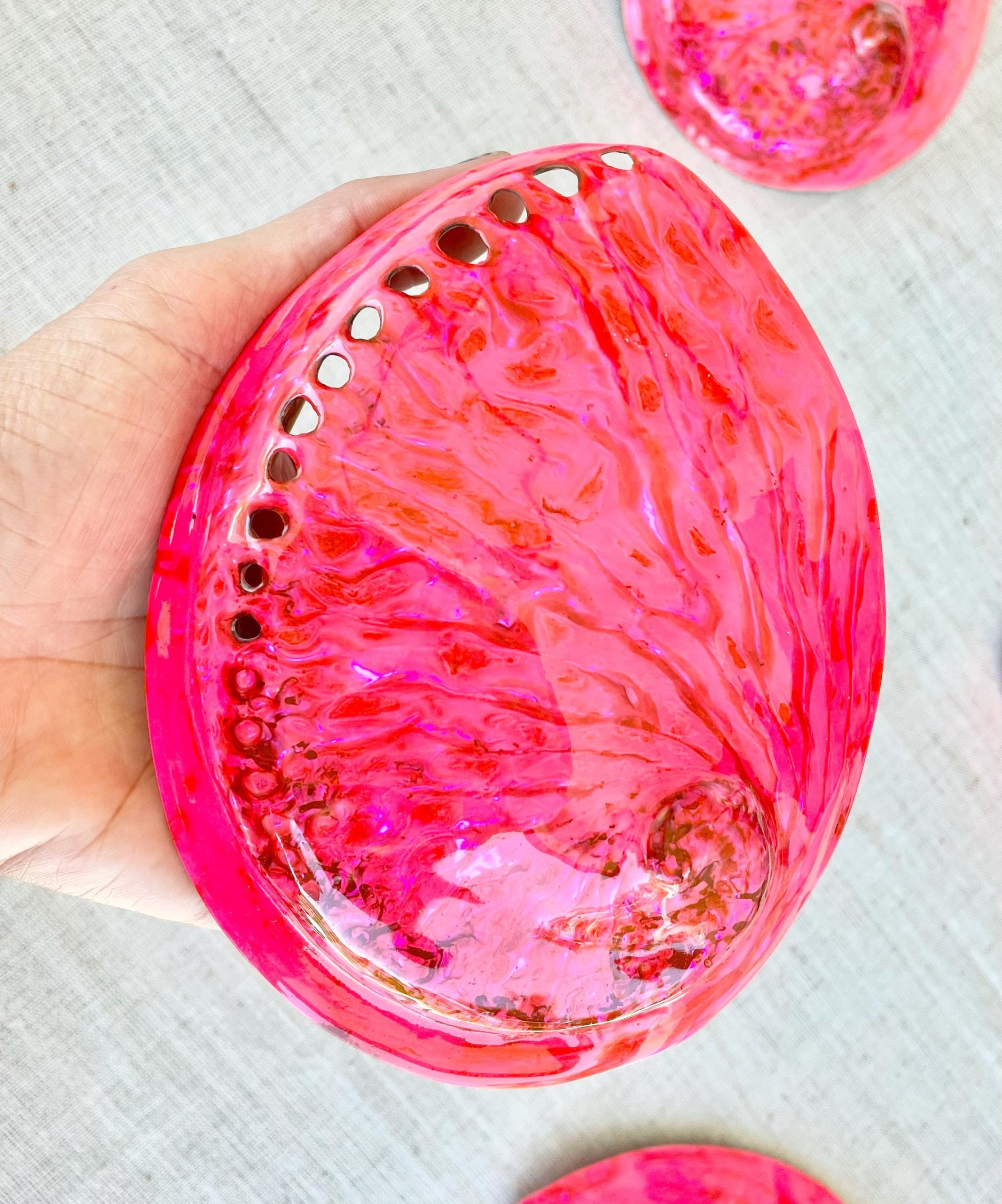 Polished Hot Pink Abalone Shell - Iridescent Coastal Decor (5.5-6") - Image 2