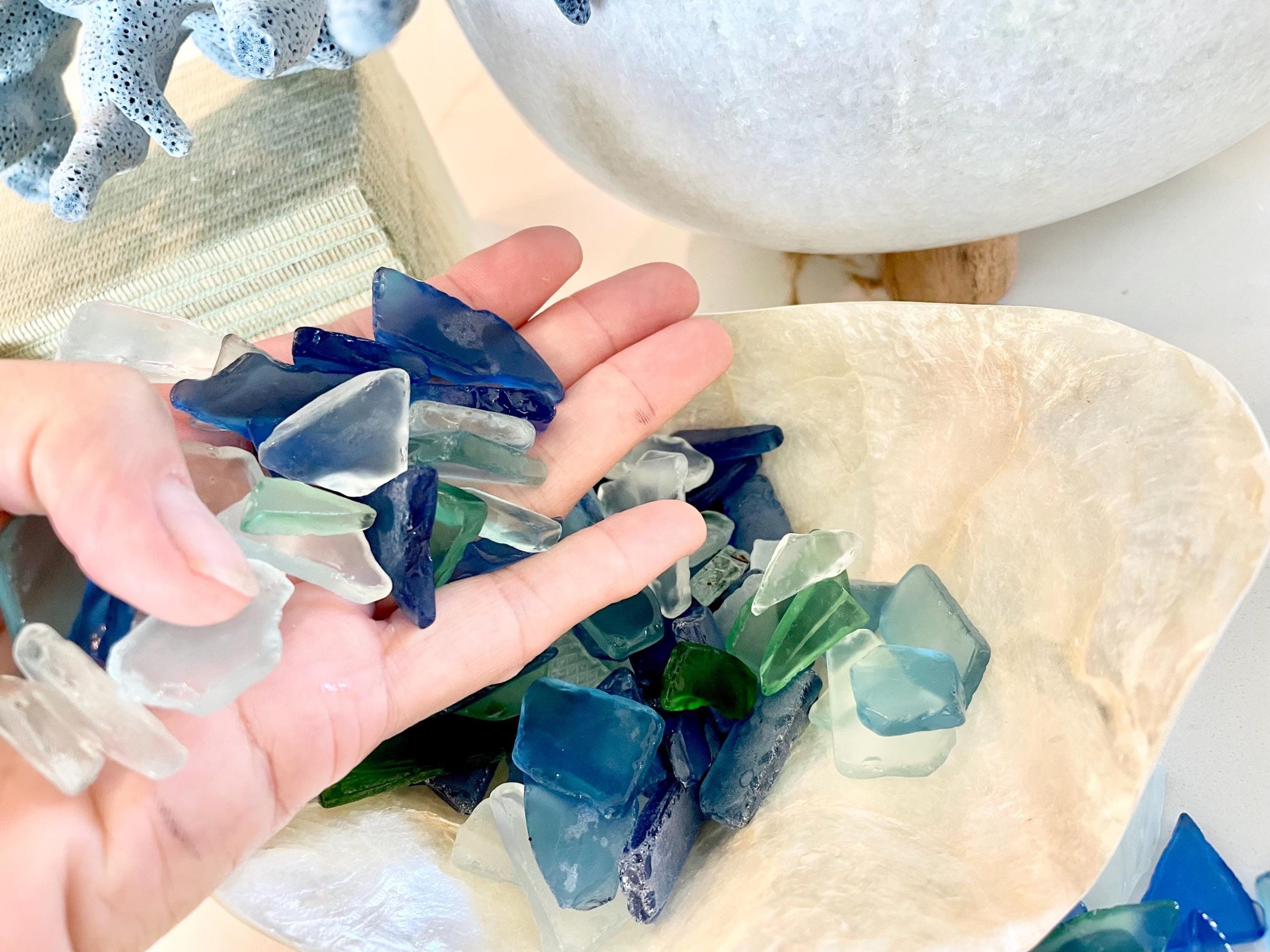 Tumbled Sea Glass (.5-2") Blue, Green Assorted Coastal Craft Glass - Image 11