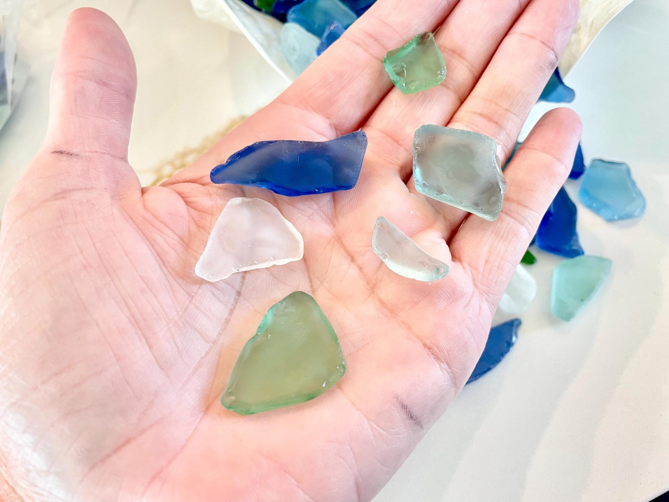 Tumbled Sea Glass (.5-2") Blue, Green Assorted Coastal Craft Glass - Image 3