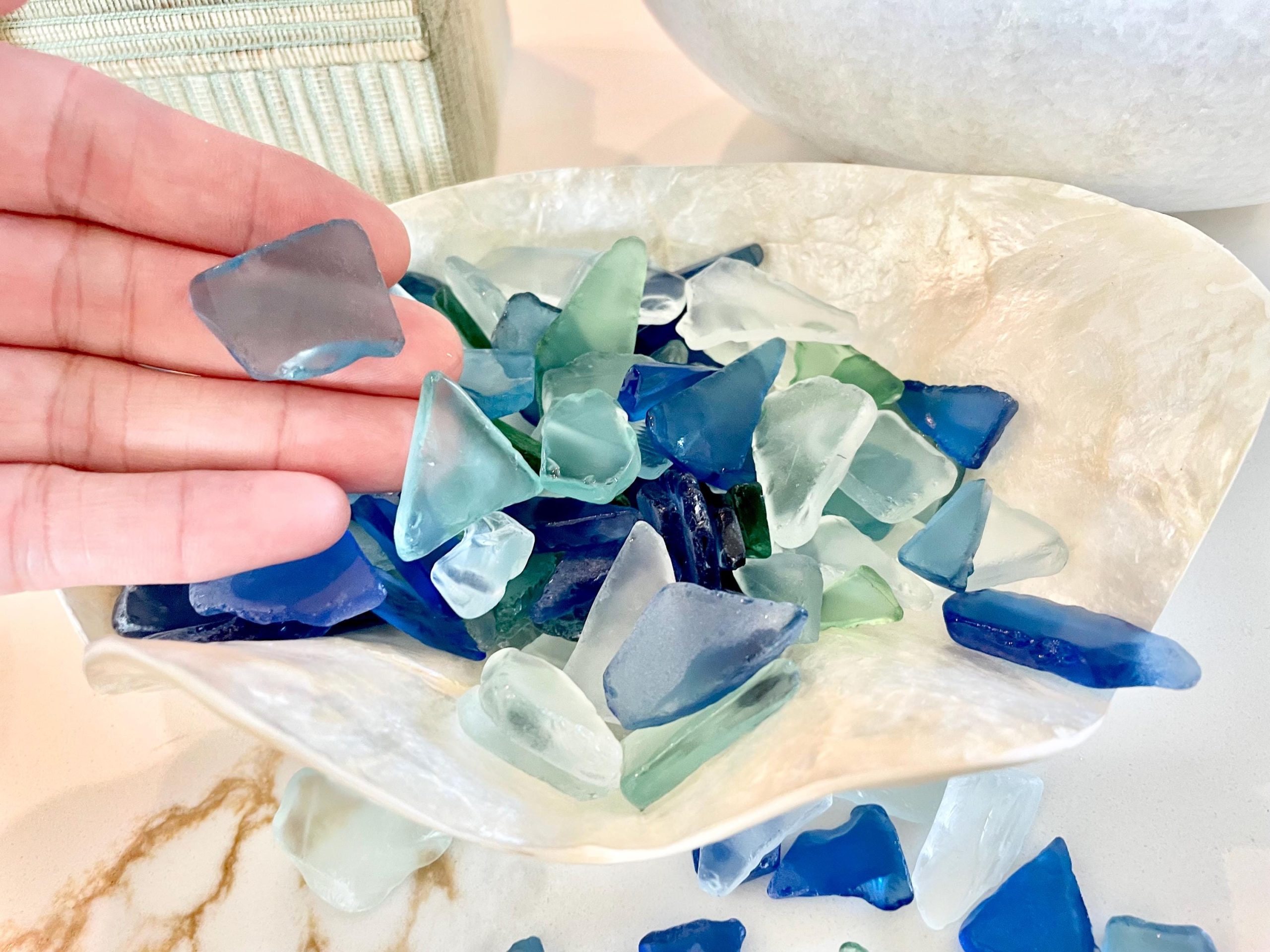 Tumbled Sea Glass (.5-2") Blue, Green Assorted Coastal Craft Glass - Image 6