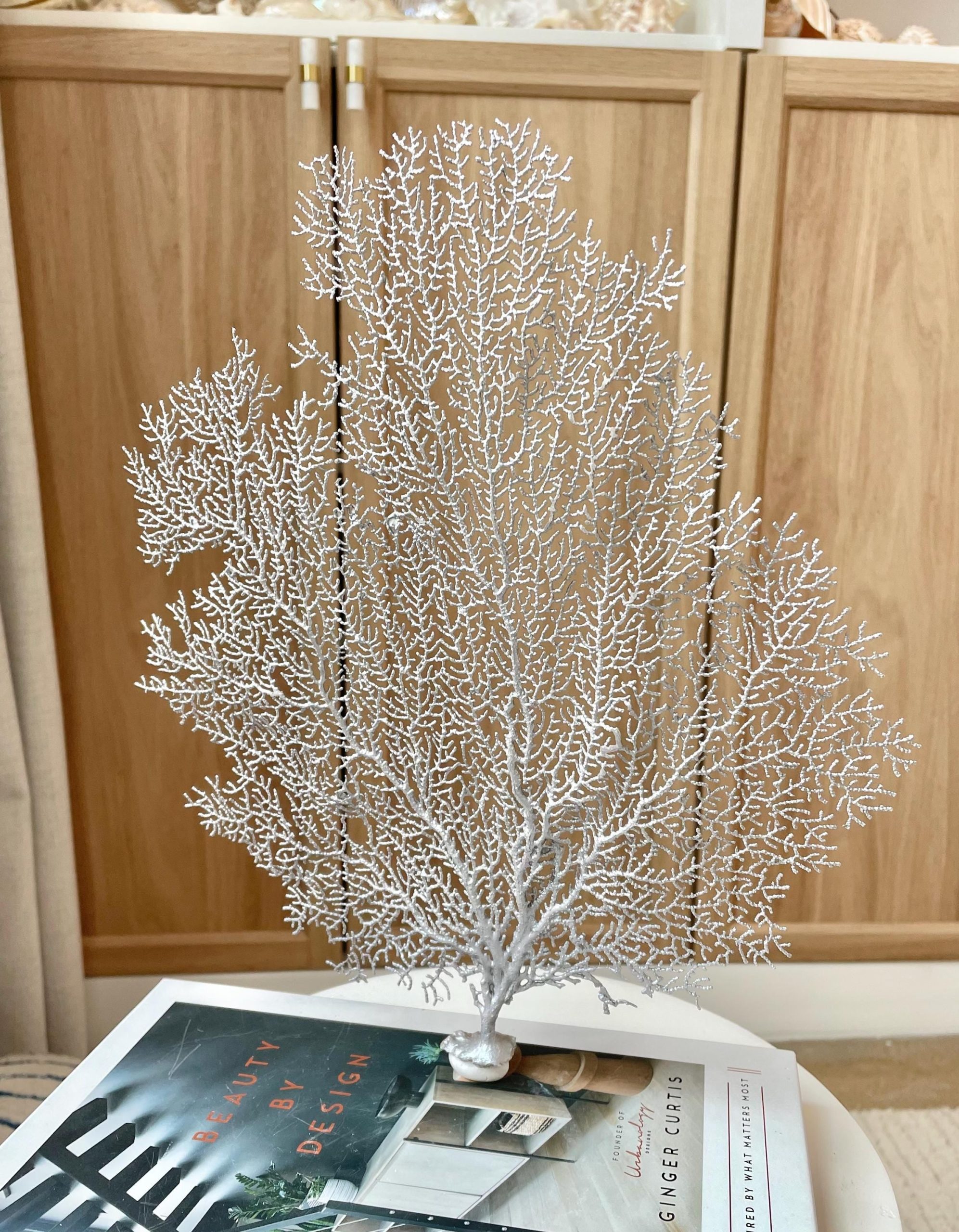 Silver Sea Fan (8-20") *You Choose Size* Natural Hand Painted Coastal Décor - Image 3