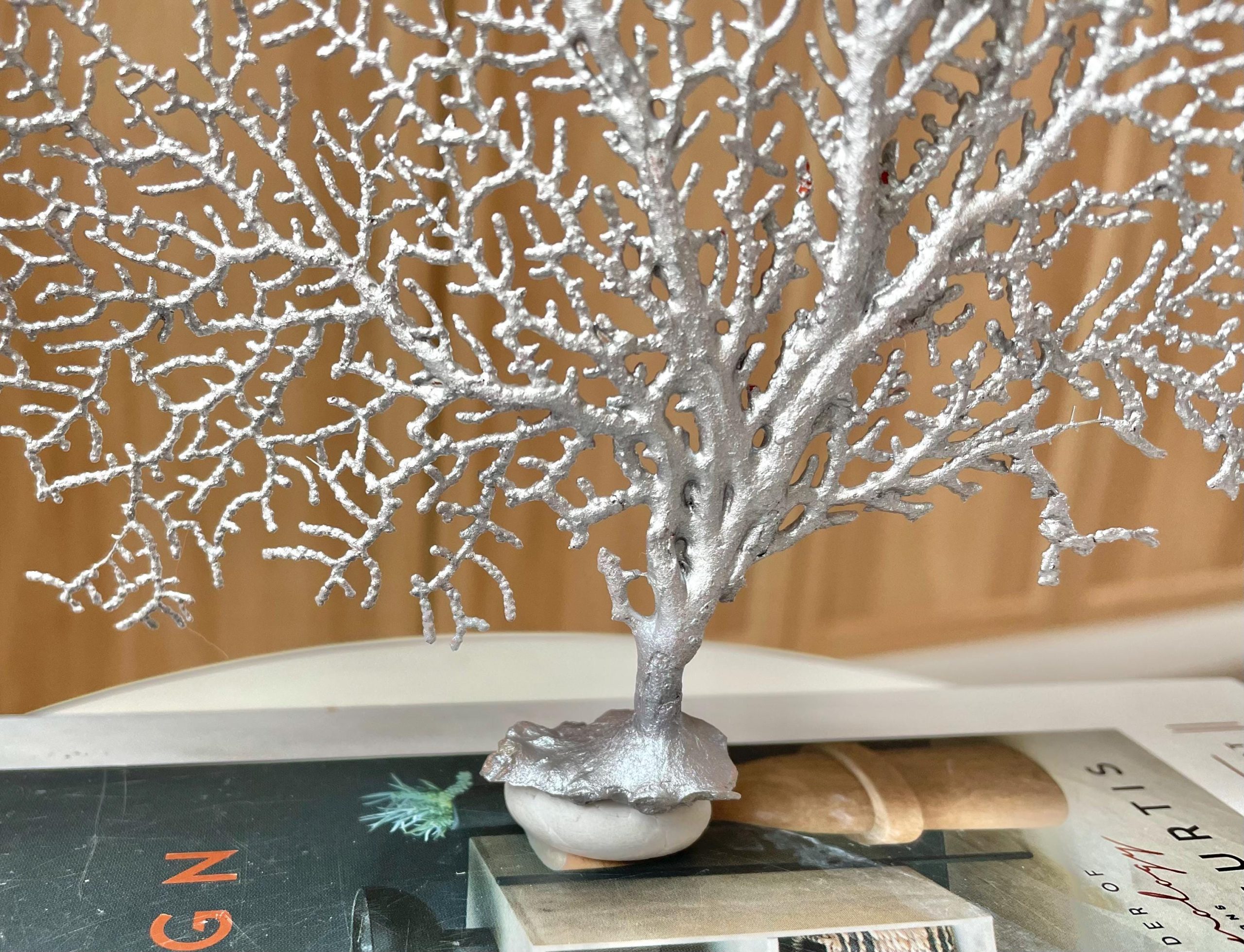 Silver Sea Fan (8-20") *You Choose Size* Natural Hand Painted Coastal Décor - Image 9