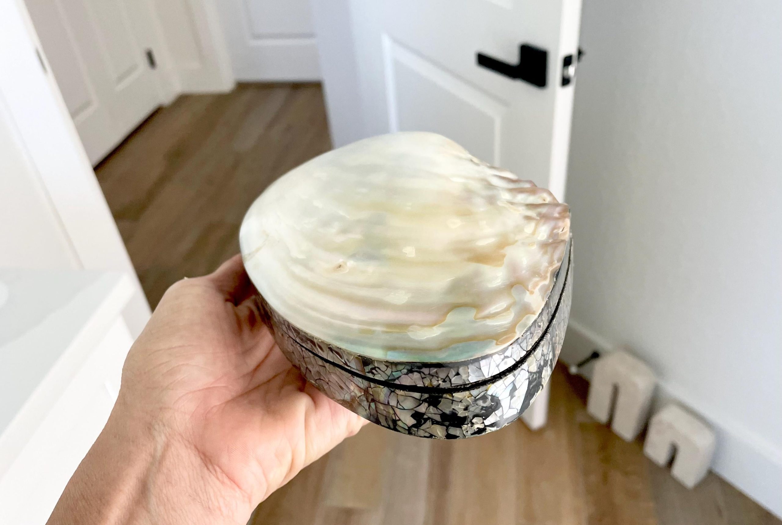 Handmade 8" Mussel Shell Jewelry Gift Box Iridescent Mother of Pearl Coastal Décor - Image 10