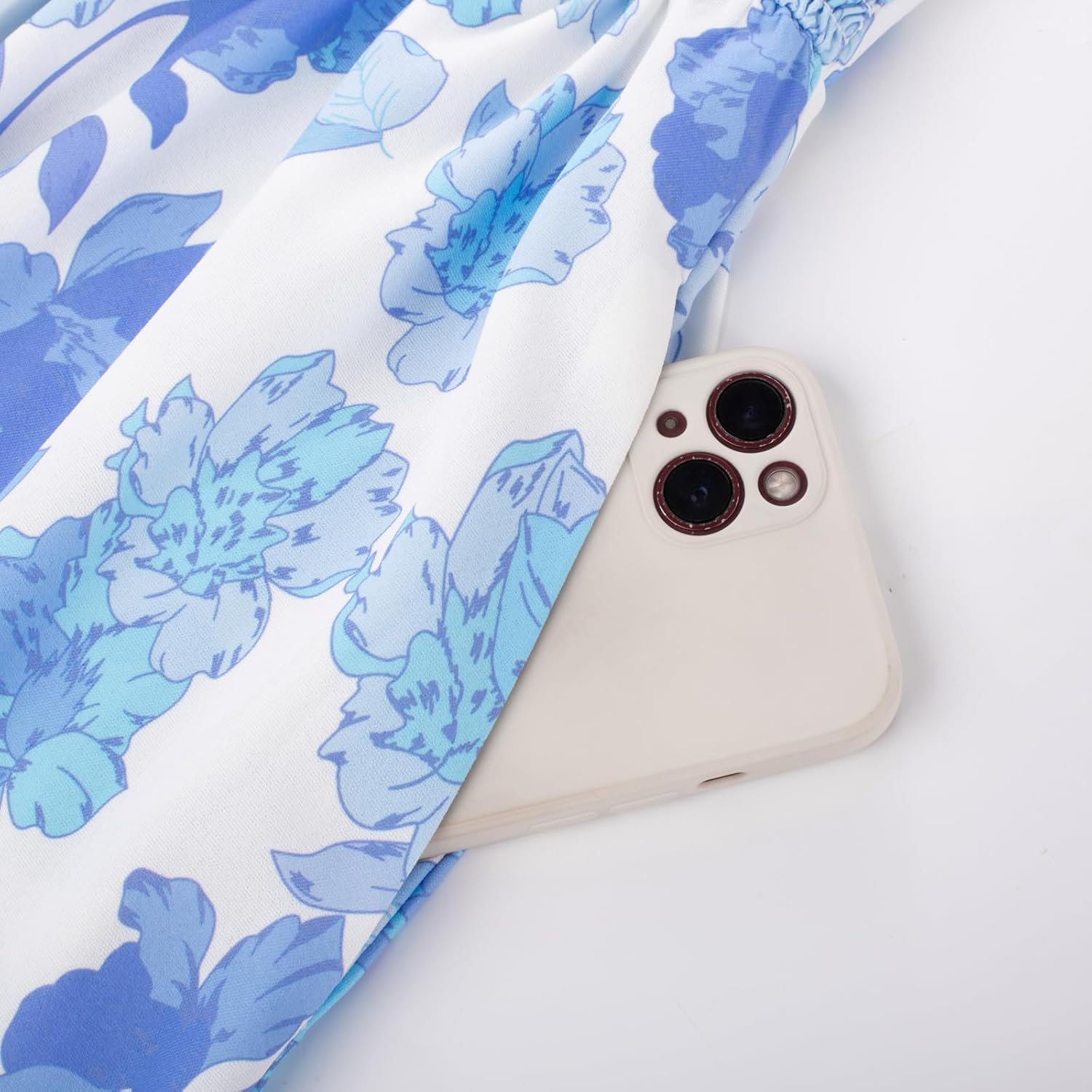 Womens Summer Floral Maxi Dresses 2026 Long Flowy Boho Dress Beach Vacation Sundresses Casual Clothes with Pocket - White Blue Floral - Image 4