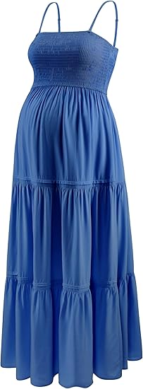 Summer Maxi Dress with Removed Strap, Stapless Bohemian Beach Long Photoshoot/Baby Shower Dresses - Navy