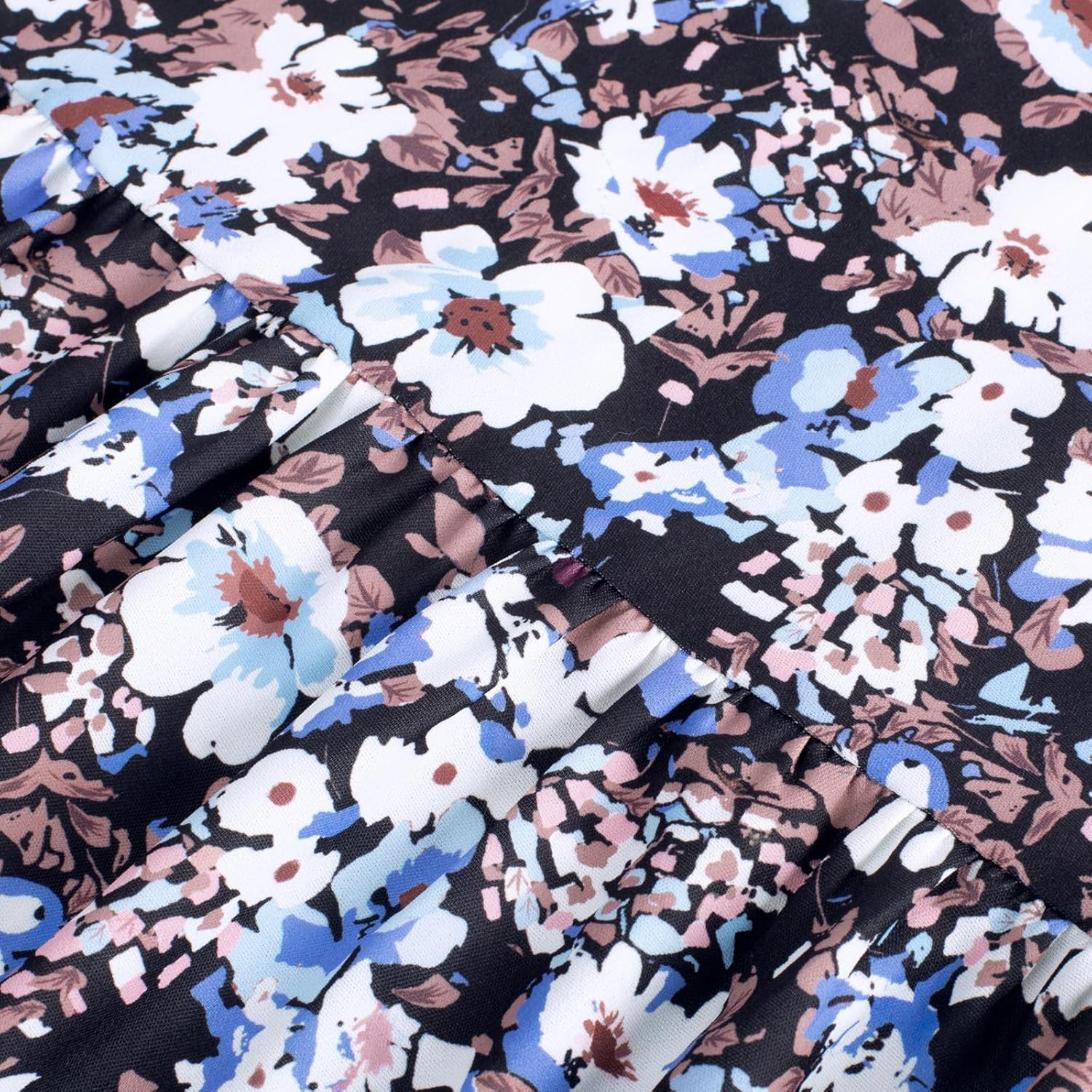 Womens Summer Floral Maxi Dresses 2026 Long Flowy Boho Dress Beach Vacation Sundresses Casual Clothes with Pocket - Black Blue Floral - Image 6
