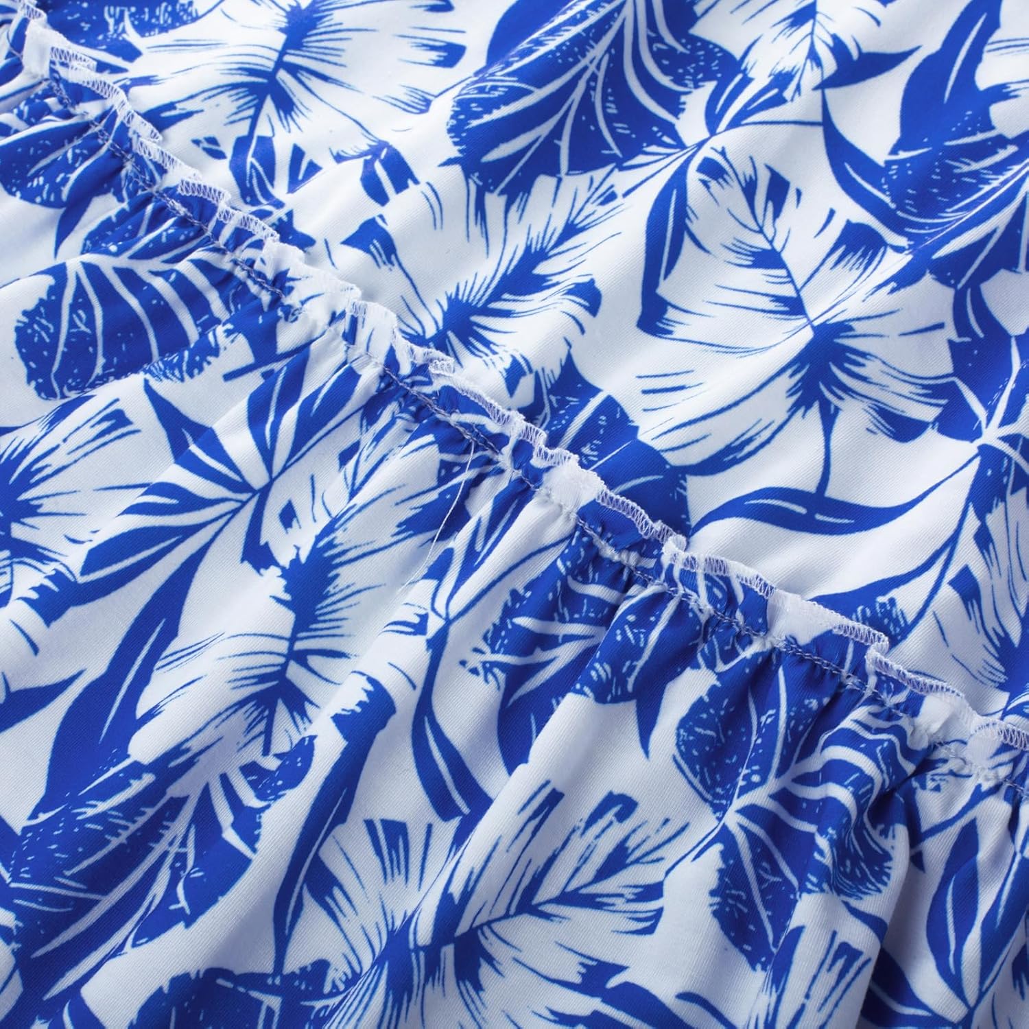 Summer Dresses for Women 2026 Vacation,Smocked Floral Maxi Dress,Boho Beach Sundress with Pocket Fashion Clothing - Blue Leaves - Image 5