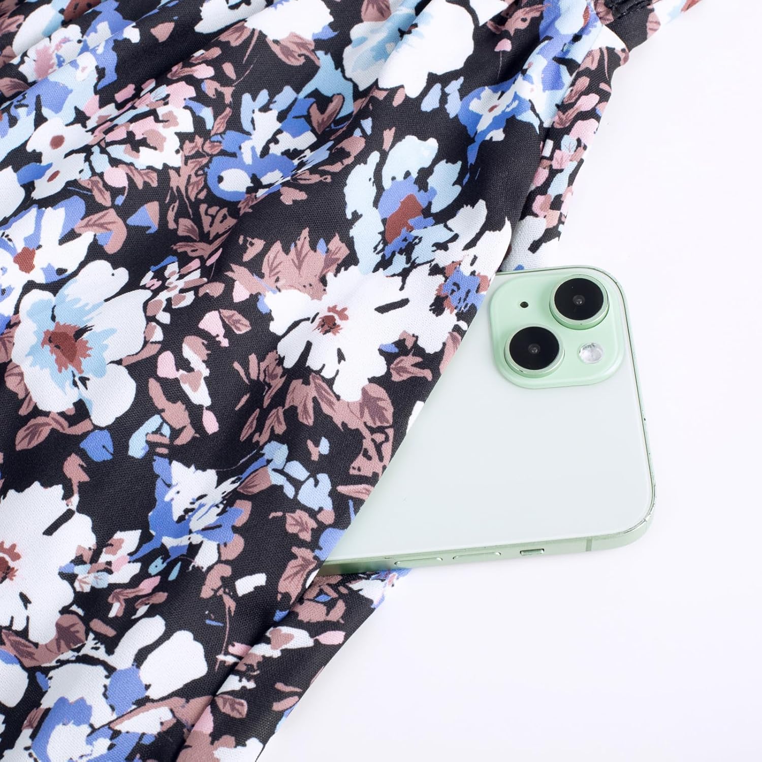 Womens Summer Floral Maxi Dresses 2026 Long Flowy Boho Dress Beach Vacation Sundresses Casual Clothes with Pocket - Black Blue Floral - Image 5