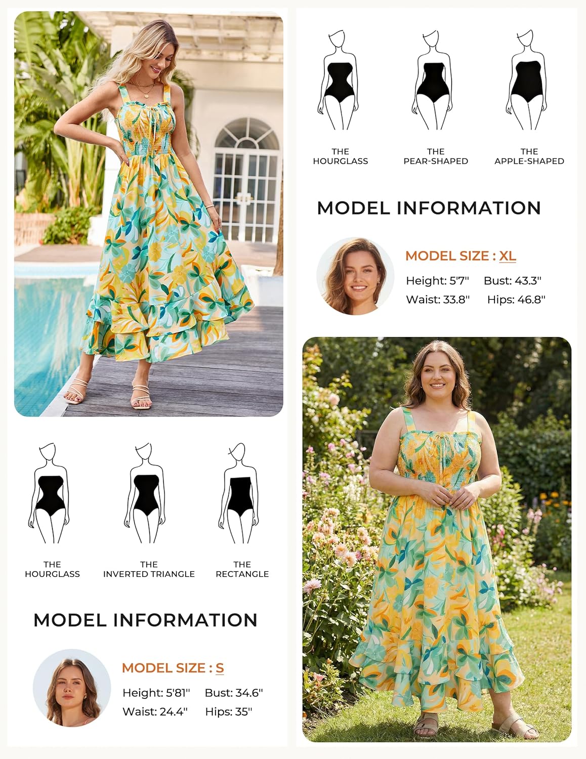 Women's 2026 Summer Floral Boho Dress Square Neck Strapped Swing A Line Sundress Beach Long Maxi Outfits - Green Yellow - Image 4