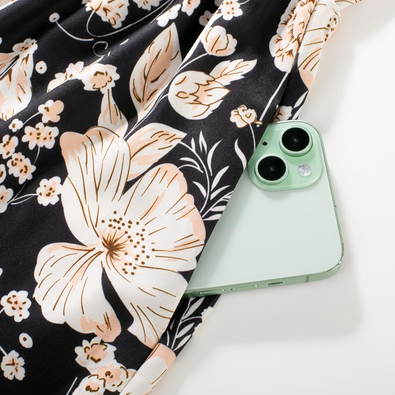 Womens Summer Floral Maxi Dresses 2026 Long Flowy Boho Dress Beach Vacation Sundresses Casual Clothes with Pocket - Black Beige Floral - Image 5