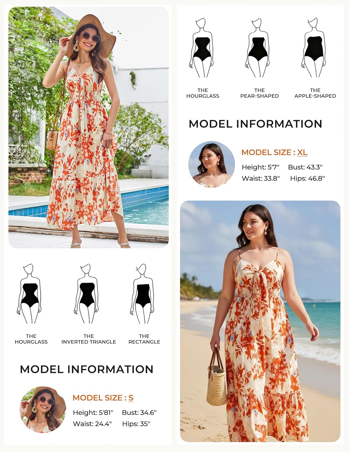 Womens Summer Floral Maxi Dresses 2026 Long Flowy Boho Dress Beach Vacation Sundresses Casual Clothes with Pocket - Orange Floral - Image 6