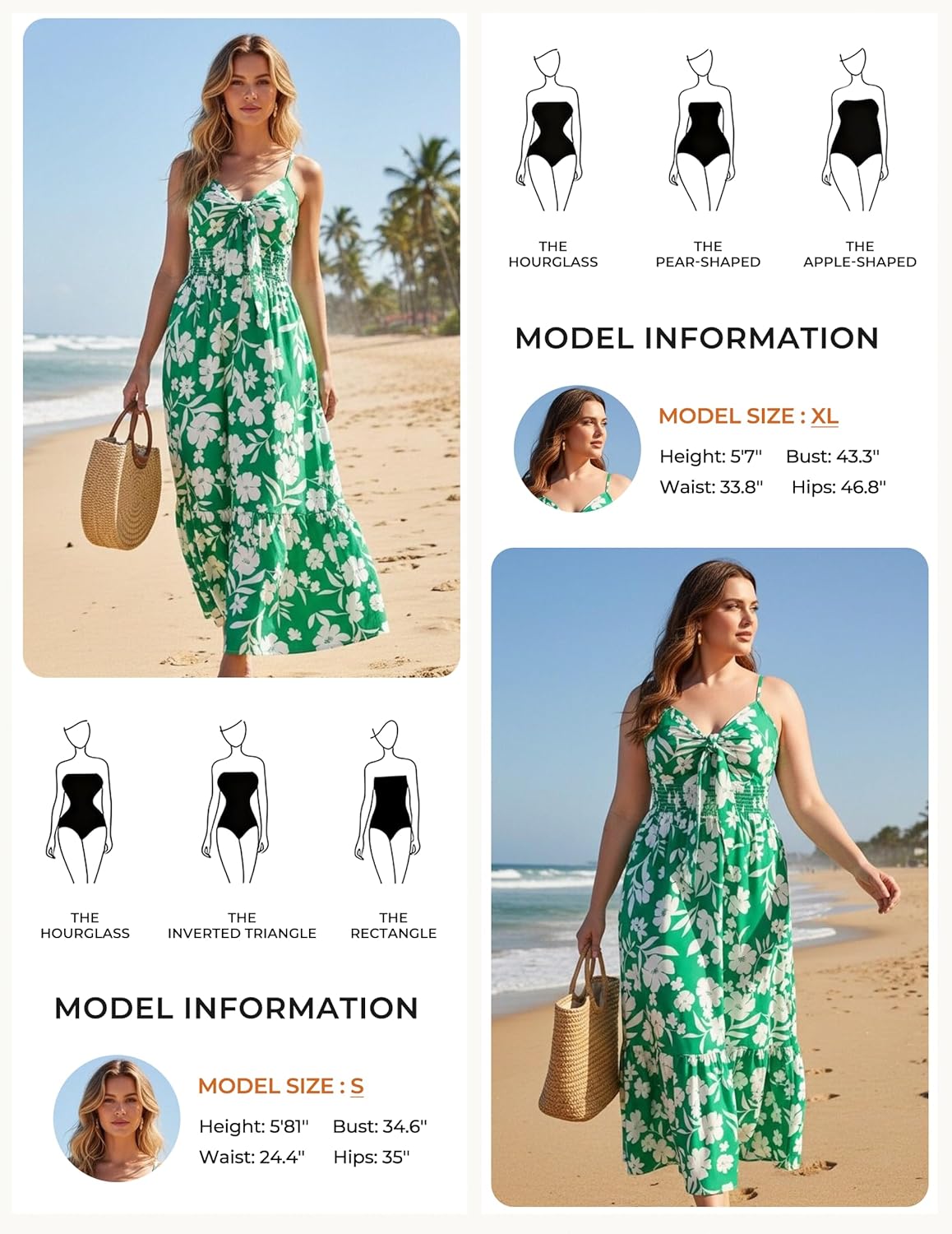 Womens Summer Floral Maxi Dresses 2026 Long Flowy Boho Dress Beach Vacation Sundresses Casual Clothes with Pocket - Green White Floral - Image 4