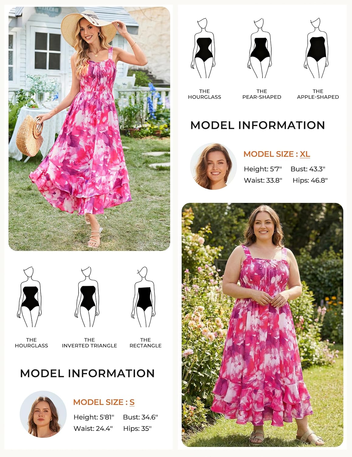 Women's 2026 Summer Floral Boho Dress Square Neck Strapped Swing A Line Sundress Beach Long Maxi Outfits - Rose Purple - Image 4