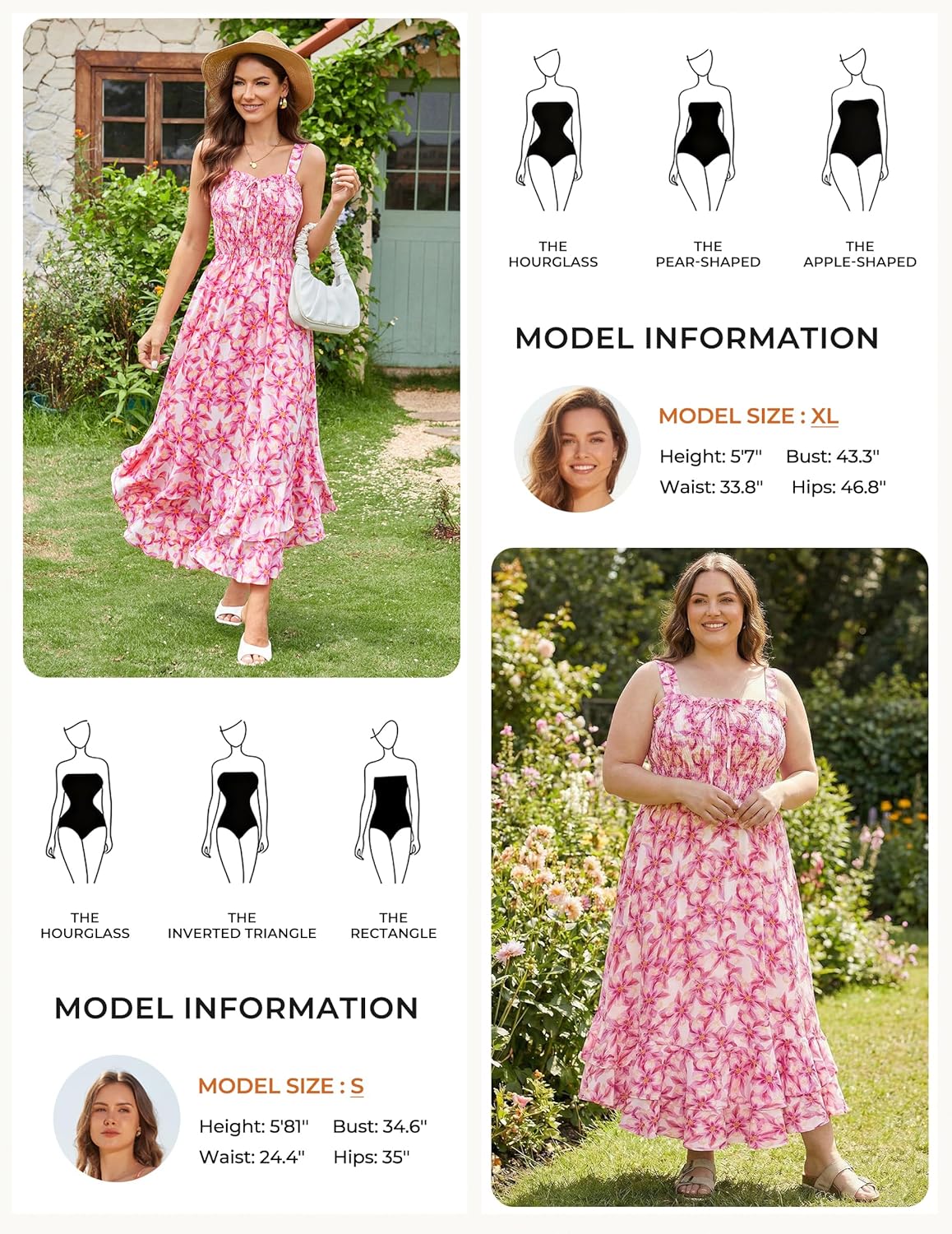 Women's 2026 Summer Floral Boho Dress Square Neck Strapped Swing A Line Sundress Beach Long Maxi Outfits - Pink Yellow Floral - Image 4