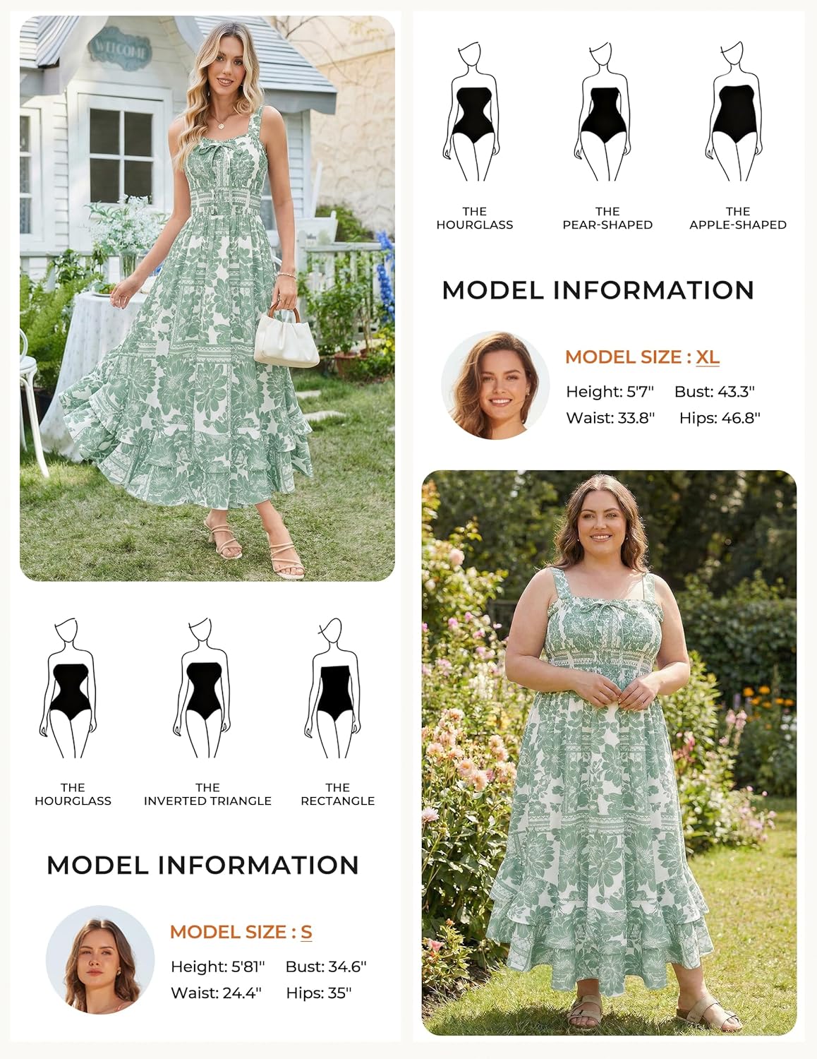 Women's 2026 Summer Floral Boho Dress Square Neck Strapped Swing A Line Sundress Beach Long Maxi Outfits - White Green - Image 4